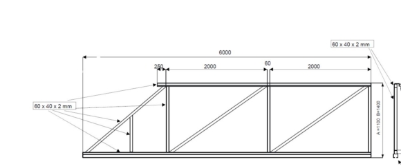 Liugvärava raam ava 4m RAL7016