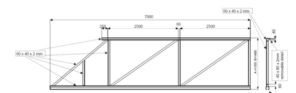 Liugvärava raam ava 5m RAL7016